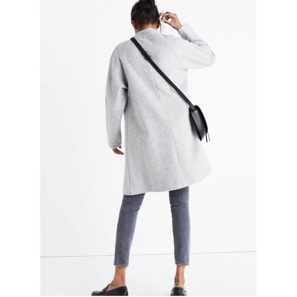 Madewell Medium Gray Stanza Herringbone Oversized Coat Jacket Cotton Wool - Picture 8 of 8